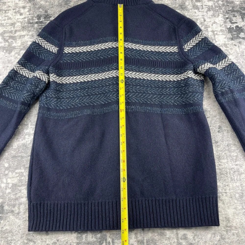 Banana Republic Men XL Cardigan Striped Blue Shawl Collar Wool Blend Herringbone